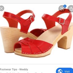 Swedish Hasbeen Red Peep Toe Super High Clog